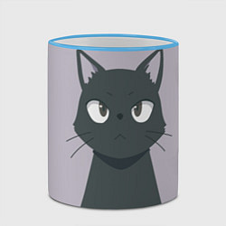 Кружка 3D Чёрный кот, цвет: 3D-небесно-голубой кант — фото 2