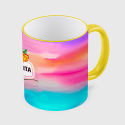 Кружка 3D Маргарита, цвет: 3D-желтый кант