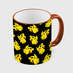 Кружка 3D Веселый пикачу, цвет: 3D-оранжевый кант