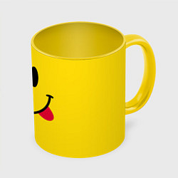 Кружка 3D Смайлик милый, цвет: 3D-белый + желтый