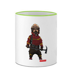 Кружка 3D Пожарное Делопожарный,белая, цвет: 3D-светло-зеленый кант — фото 2