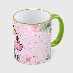 Кружка 3D Among Us girl, цвет: 3D-светло-зеленый кант