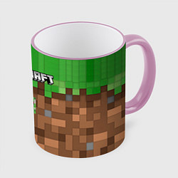 Кружка 3D MineCraft Крипер, цвет: 3D-розовый кант