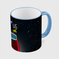 Кружка 3D AMONG US, цвет: 3D-небесно-голубой кант