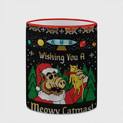 Кружка 3D Wishing you a meowy catmas, цвет: 3D-красный кант — фото 2