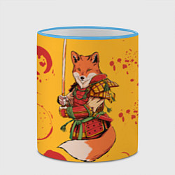 Кружка 3D Лис Самурай, цвет: 3D-небесно-голубой кант — фото 2