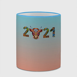 Кружка 3D 2021 Год быка, цвет: 3D-небесно-голубой кант — фото 2