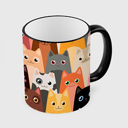 Кружка 3D Котики мультяшные, цвет: 3D-черный кант