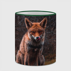 Кружка 3D Хищная лисица, цвет: 3D-зеленый кант — фото 2