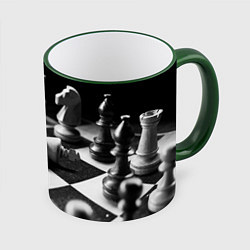 Кружка 3D Шахматы фигуры доска ход мат, цвет: 3D-зеленый кант