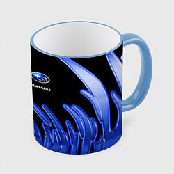 Кружка 3D Subaru, цвет: 3D-небесно-голубой кант