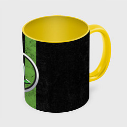 Кружка 3D Skoda Green Logo Z, цвет: 3D-белый + желтый