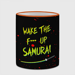 Кружка 3D WAKE THE F*** UP SAMURAI, цвет: 3D-оранжевый кант — фото 2