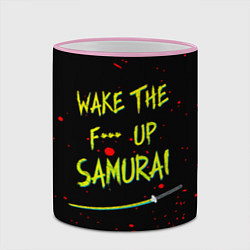 Кружка 3D WAKE THE F*** UP SAMURAI, цвет: 3D-розовый кант — фото 2