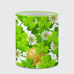 Кружка 3D Ирландский Клевер и Монетка, цвет: 3D-светло-зеленый кант — фото 2