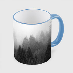 Кружка 3D Туманный лес, цвет: 3D-небесно-голубой кант
