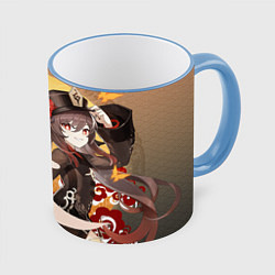 Кружка 3D GENSHIN IMPACT HU TAO, цвет: 3D-небесно-голубой кант