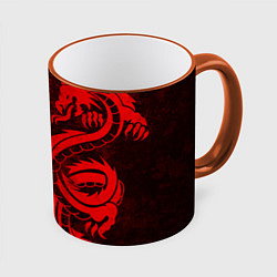 Кружка 3D BLACK RED DRAGONS TATOO, цвет: 3D-оранжевый кант