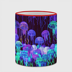 Кружка 3D Неоновые медузы, цвет: 3D-красный кант — фото 2
