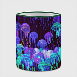 Кружка 3D Неоновые медузы, цвет: 3D-зеленый кант — фото 2