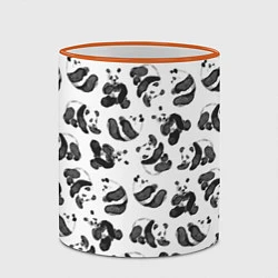 Кружка 3D Акварельные панды паттерн, цвет: 3D-оранжевый кант — фото 2