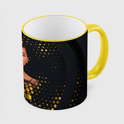 Кружка 3D Manizha Gold Black, цвет: 3D-желтый кант