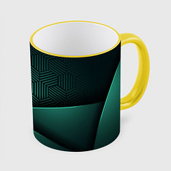 Кружка 3D Luxury Green, цвет: 3D-желтый кант