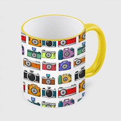 Кружка 3D Фотоаппараты, цвет: 3D-желтый кант