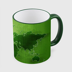 Кружка 3D Карта мира, цвет: 3D-зеленый кант