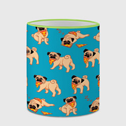 Кружка 3D Мопсы с пиццей, цвет: 3D-светло-зеленый кант — фото 2