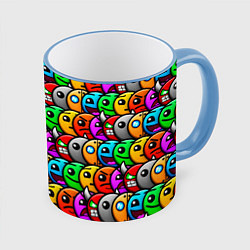 Кружка 3D Geometry Dash: Pattern Z, цвет: 3D-небесно-голубой кант