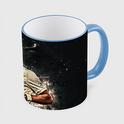 Кружка 3D Криштиану Роналду Ювентус, цвет: 3D-небесно-голубой кант