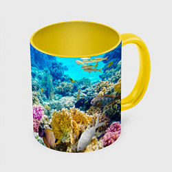 Кружка 3D Риф, цвет: 3D-белый + желтый