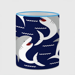 Кружка 3D Акулы, цвет: 3D-небесно-голубой кант — фото 2