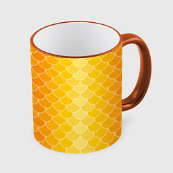 Кружка 3D Желтая чешуя, цвет: 3D-оранжевый кант