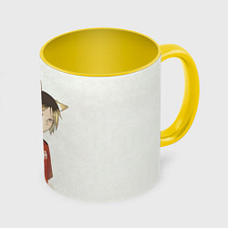 Кружка 3D Кенма Козуме Haikyuu!!, цвет: 3D-белый + желтый