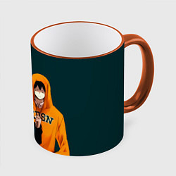 Кружка 3D Хината и Кагеяма из Карасуно, цвет: 3D-оранжевый кант