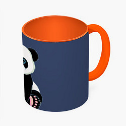 Кружка 3D Милая Панда Sweet Panda, цвет: 3D-белый + оранжевый