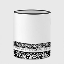 Кружка 3D Черно-белый цветочный принт, цвет: 3D-черный кант — фото 2