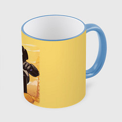 Кружка 3D Танкист Tankman, цвет: 3D-небесно-голубой кант