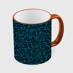 Кружка 3D Абстрактный зелено-синий узор, цвет: 3D-оранжевый кант