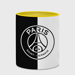 Кружка 3D ФК ПСЖ PSG BLACK & WHITE, цвет: 3D-белый + желтый — фото 2