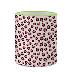 Кружка 3D Леопардовый принт розовый, цвет: 3D-светло-зеленый кант — фото 2
