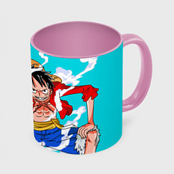 Кружка 3D Ван-Пис, Гому Гому но Ми, цвет: 3D-белый + розовый