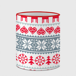 Кружка 3D Вязаный рисунок, цвет: 3D-красный кант — фото 2