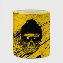 Кружка 3D Череп Хипстер Гранж Брызги, цвет: 3D-желтый кант — фото 2