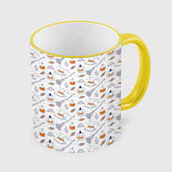Кружка 3D Patern Halloween 6, цвет: 3D-желтый кант