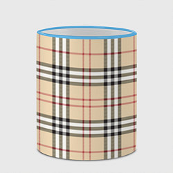 Кружка 3D Клетчатый принт в стиле Burberry, цвет: 3D-небесно-голубой кант — фото 2