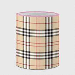 Кружка 3D Клетчатый принт в стиле Burberry, цвет: 3D-розовый кант — фото 2