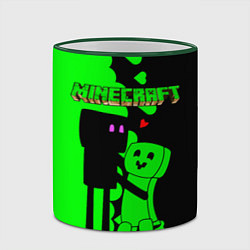 Кружка 3D Любовь Эндермена и Крипера Майнкрафт, цвет: 3D-зеленый кант — фото 2